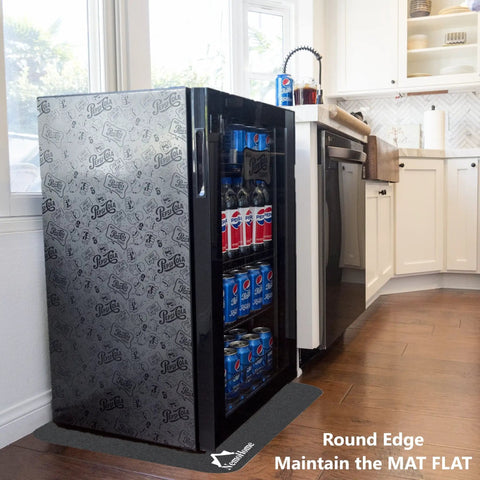 Absorbent Refrigerator Floor Mat 30 X 63 Inches With PVC Backing Keeps Spills From Leaking Onto Floors under a kitchen fridge