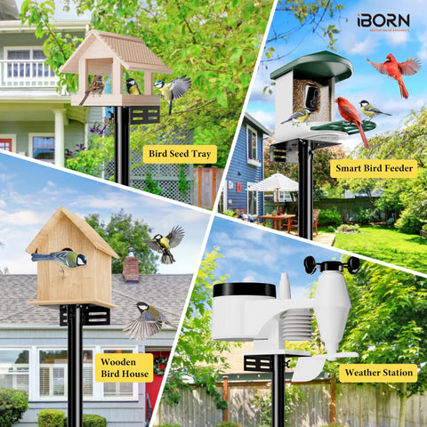 Smart Bird Feeder Pole Mounting Kit For Outdoors With 1 Inch Pole Includes 2 Mounting Brackets And 5 Prong Stabilizer Universal Mount Bracket For Camera Feeder Or Birdhouse