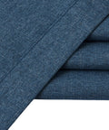 Close-up of Dark Blue Blackout Linen Textured Curtains Set for Living Room and Bedroom, folded fabric showing texture.