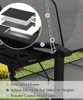 Textilene 3 Seat Porch Swing With Cup Holder 5.3 Ft Patio Hangin Swing Bench highlighting steel chains and powder coated frame