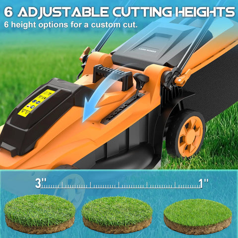 40V Cordless Lawn Mower With Brushless Motor 18 Inch Deck 6 Position Height Adjustment Requires Two 20V Max Batteries No Battery Included Compatible With Existing 20V System For Quick Yard Cleanup Mow Through The Yard With Ease. 6 adjustable cutting heights