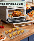 Stainless Steel Baking Sheet With Wire Rack Set 16 Inch By 12 Inch Pan And Cooling Rack displayed in a kitchen with baked goods