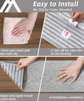 Installation steps for Non Slip Stair Treads For Indoor Wood Steps 28x9 Inch Edging Rugs 4 Pack Low Profile Carpet Mats With TPE Backing