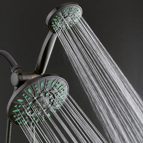 Antimicrobial Anti Clog 30 Setting High Pressure Rain Shower Head With Microban Nozzle Protection, dual in oil rubbed bronze finish