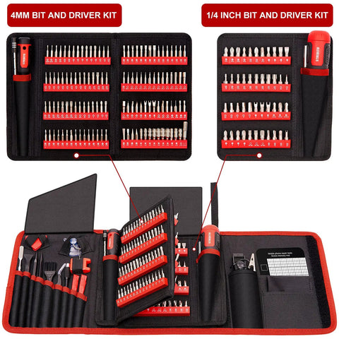 191-Piece Multi Bit Precision Screwdriver Set With One Quarter Inch Nut Driver displayed in compact oxford bag