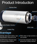 High Speed CNC Spindle Motor 2.2KW Air Cooled 220V 80mm Body With ER20 Collet showing stainless steel body and spindle rotor