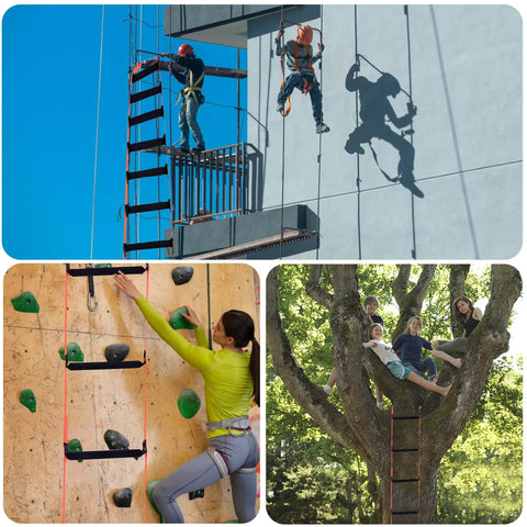 Emergency Fire Escape Rope Ladder for Home Windows and Balconies, Quick Deploy 9.8 Ft to 49 Ft in use by climbers and tree house