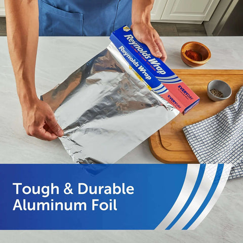 Everyday Strength Aluminum Foil Roll 75 Feet Long By 12 Inches Wide 75 Square Feet Heavy Duty Kitchen Wrap on counter