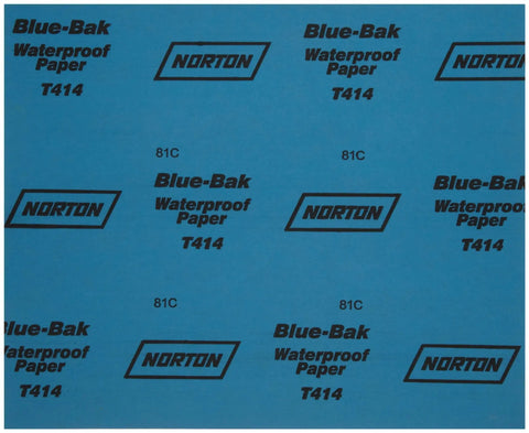 Image of Waterproof 9X11 Sanding Sheet 600 Grit Tufbak showing branding and specifications on blue background.