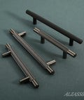 10 Pack Black Nickel Cabinet Pulls With 5 Inch Hole Centers T Bar Knurled Handles For Cabinets Closets Drawers Wardrobes Durable