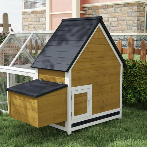Wooden Chicken Coop With Detachable Run For Outdoor Poultry Cage Nesting Box Roosting Bars Ramp Removable Tray And No Fuss Assembly