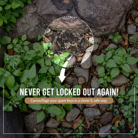 Outdoor Fake Rock Key Hider That Looks And Feels Like Real Stone, Weatherproof Spare Key Storage For Garden Or Yard in landscaping