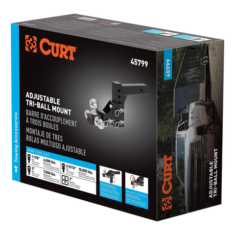 Box of Three Ball Trailer Hitch Mount With Adjustable Shank For One Seven Eighths Inch, Two Inches Or Two And Five Sixteenths Inches