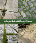 Weeds in narrow cracks of various pavements; ideal for Long Reach Crack Weeder with Spring Steel L Shaped Blade and Adjustable Handle