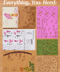 3D Wooden Flower Puzzle Kit For Adults, Dope DIY Botanical Orchid Build Set, Purple Moth Orchid Craft Project, assorted wooden parts and instructions