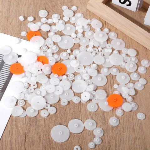 Assorted 200Pcs White Plastic Gears Module 0.5 for DC Motors RC Cars DIY Models Robots