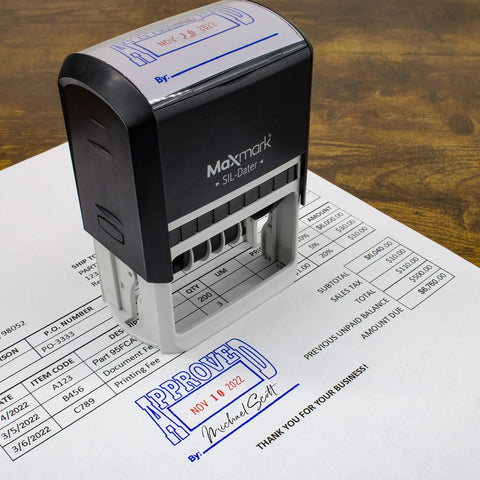 Workhorse Large Self Inking Rubber Date Office Stamp With Stamped Received Legend And Swap Ready Blue Red Ink Roller Smooth Rotating Dial For Zero Finger Smudges Built To Last Years on document.