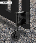 Beefy 4 Inch Gate Wheel Caster Kit With Spring Loaded Gate Helper For Wooden Fences And Vinyl Swing Gates, Black Powder Coated Finish