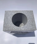 Top view of Tapered Granite Gravesite Vase With Engraved Design Gray Georgia Granite 8 By 6 By 10 Inches Handcrafted USA