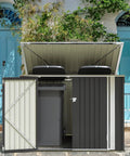 5.8x3.3 Ft Outdoor Storage Shed With Steel Frame Galvanized Metal Construction Lid Chain Hydraulic Gas Rod Double Doors