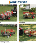 Beefed Up 1600Lb Steel Tow Behind Dump Trailer For ATVs And UTVs 22 Cu Ft Utility Dump Cart With Removable Sides loaded with materials