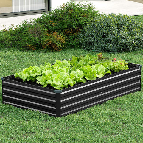 Two Pack Galvanized Raised Garden Beds 108 Inch Long By 36 Inch Wide By 12 Inch High Outdoor Metal Planter Boxes with vegetables growing