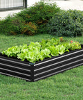 Two Pack Galvanized Raised Garden Beds 8x2x1 Ft Steel Planter Boxes For Vegetables Backyard Patio Easy To Assemble Outdoor Garden Kit In Black Built To Last next to a bush.