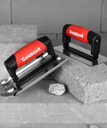 Pro Grade Stainless Steel Concrete Edger And Groover Tool Set With 6 Inch Edger And 6 Inch Groover on concrete blocks