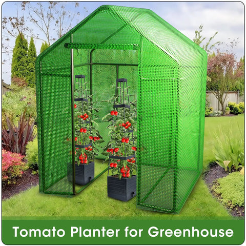 Raised Garden Bed Tomato Planter With Trellis, Self Watering System, 57 Inch Tomato Cages For Climbing Vegetables in Greenhouse
