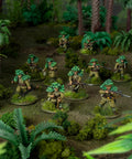 Japanese Army Infantry Platoon 28mm Plastic Miniatures for Bolt Action World War II tabletop figures in a jungle setting
