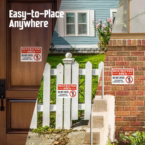 Restricted Area Do Not Enter Authorized Personnel Only OSHA Metal Sign, 10 by 14 Inch, 40 Mil Laminated Aluminum, Rustproof, Red Black White, Made in USA, Easy Mount With Four Corner Holes