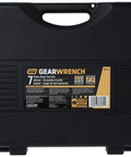Black carrying case for 7 Piece Auto Body Hammer and Dolly Set for Dent Repair with label details