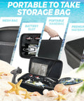 High Speed Remote Control Boat For Lakes And Pools With Portable Carry Case on a beach with starfish and seashells