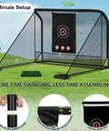 10x7ft Golf Hitting Practice Net for Real Golf Balls with target and mat, heavy-duty frame setup in backyard.