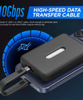 Magnetic Case For Samsung T7 Portable SSD Keeps Your Drive Snug On Set With 1TB 2TB 4TB Fits High Speed 10Gbps Data Cable MagSafe Ready Black showing high-speed data transfer.