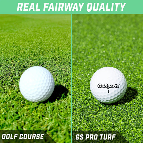 Golf Hitting Mat With Real Turf Feel For Indoor And Outdoor Practice alongside real golf course grass with golf balls