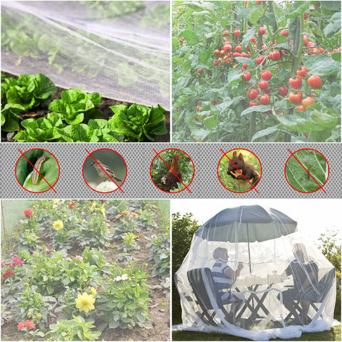 Garden Netting 10x50 Ft Ultra Fine Mesh Pest Barrier protecting vegetables and flowers, blocking insects, allowing air, water through