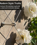 Outdoor Wire Trellis Kit For Climbing Plants, 20 Piece Wall Trellis System with stainless steel cable and blooming flowers