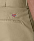 Mens Straight Leg Work Pants With Big Tall Roomy Fit Built Tough For Construction Grind And Saturday Chill Crafted From Durable Wrinkle Resistant Polyester Cotton In Khaki close-up of back pocket with brand tag