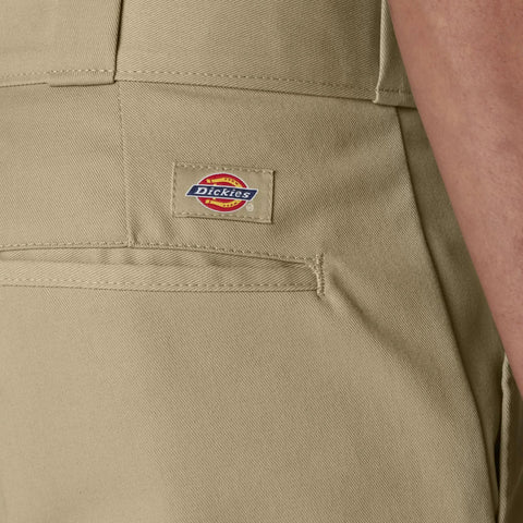 Mens Straight Leg Work Pants With Big Tall Roomy Fit Built Tough For Construction Grind And Saturday Chill Crafted From Durable Wrinkle Resistant Polyester Cotton In Khaki close-up of back pocket with brand tag