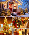Clear Christmas String Lights 50 Count 10 Feet Incandescent Mini Bulbs Indoor Outdoor Xmas Tree Garland Birthday Wedding Party Festival Decoration Green Wire Soft Warm White Glow For Cozy Vibes illuminating a festive house, tree, and garland.