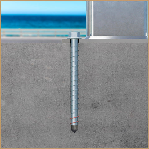 Heavy Duty Half Inch By Four Inch Stainless Steel Screw Anchor For Concrete And Masonry Type 304 Seismic And Static Load Rated