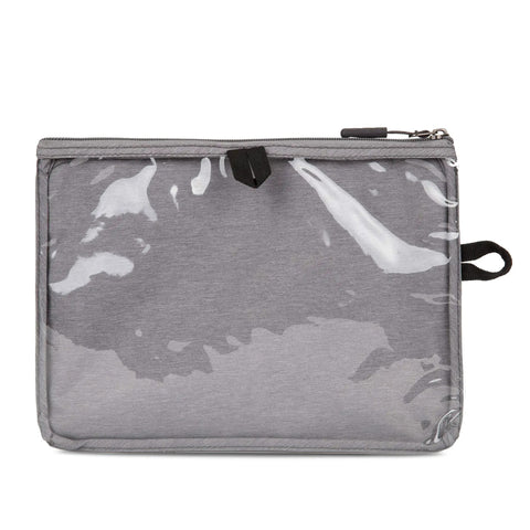 World Travel Essentials Seat Pack Organizer With Three Zippered Pockets, transparent front panel, and loop handle