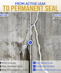 Before and after use of Concrete Crack Repair Kit With All Tools And Urethane Injection System For DIY Projects Wall Crack Repair Paste