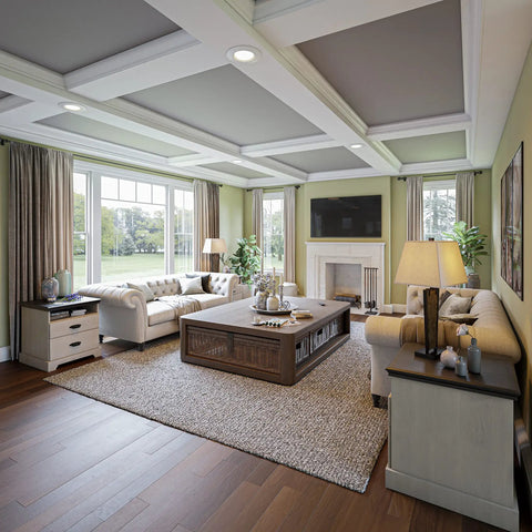 Elegant living room with Natural Slate Finish Rustic Table Lamp With Oil Rubbed Bronze Accents, cozy and inviting decor