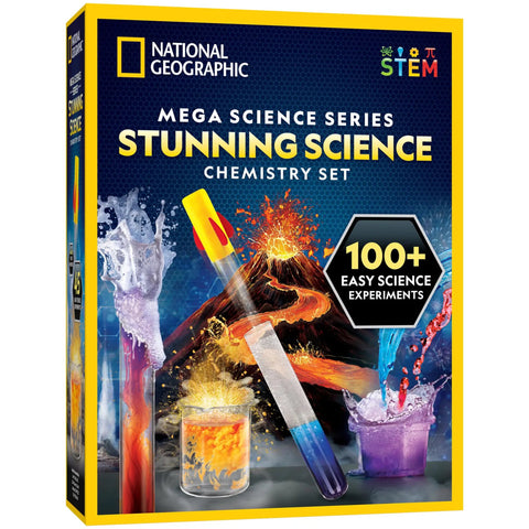Box of Ultimate Chemistry Kit For Curious Kids 45 Experiments Volcano Eruption Geyser Rocket Launch Hands On STEM Toys