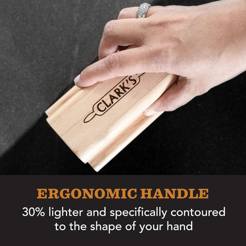 Hand holding large applicator block from Natural Stone Wax Kit For Soapstone, Slate, And Concrete Countertops With 6oz Finishing Wax
