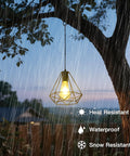 Solar Pendant Lights For Outdoors And Indoors With Pull Cord And Remote No Wiring Required in rain under tree canopy
