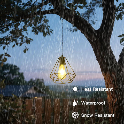 Solar Pendant Lights For Outdoors And Indoors With Pull Cord And Remote No Wiring Required in rain under tree canopy