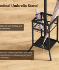 No Fuss Freestanding Coat Rack With 12 Hooks And Umbrella Holder showing umbrella stand detail and rainwater tray